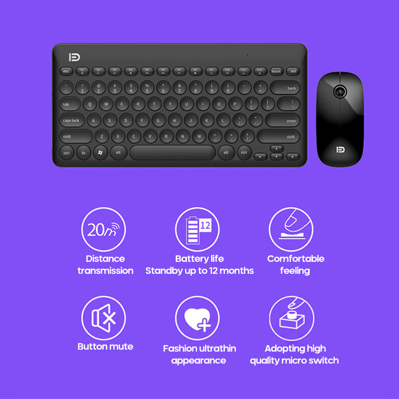 Bežična tiha tipkovnica i miš, mini multimedija 2.4G tipkovnica, set miša, ruski, španjolski, korejski za prijenosno računalo, prijenosno računalo, stolno računalo