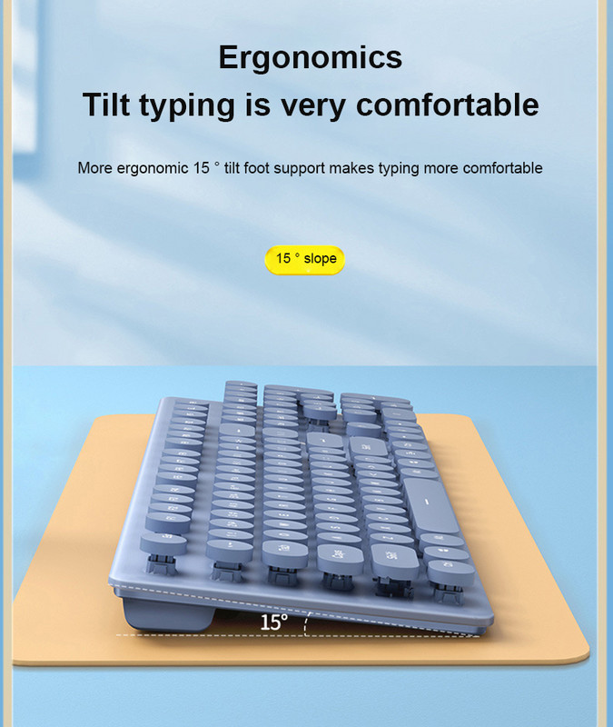 Set mouse-ul cu tastatură fără fir RYRA 2.4G Bluetooth Dual Mode, reîncărcabil, tastatură silențioasă și mouse combinat pentru laptop, PC, cadouri pentru fete