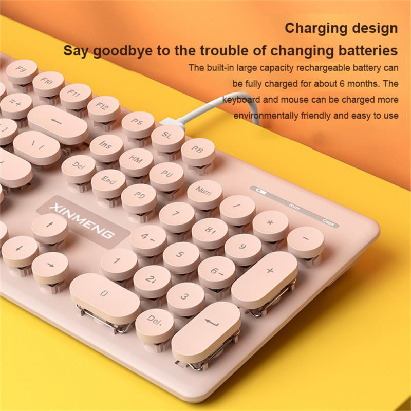 Set mouse-ul cu tastatură fără fir RYRA 2.4G Bluetooth Dual Mode, reîncărcabil, tastatură silențioasă și mouse combinat pentru laptop, PC, cadouri pentru fete