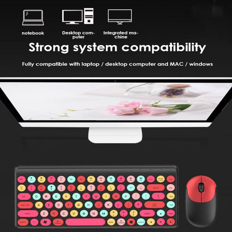 RYRA Punk Keycap 2.4G bežični set tipkovnice i miša Ergonomics Mute Kombinacija tipkovnice i miša s 86 tipki za Macbook prijenosno računalo Poklon