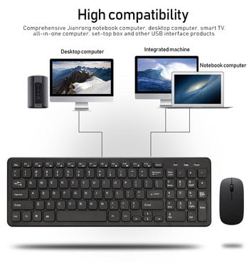 RYRA 2.4G приемник Безжична клавиатура и мишка Мини универсална клавиатура с мишка Безшумна ултратънка клавиатура за настолен лаптоп