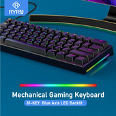 Tastatură mecanică pentru jocuri RYRA, cu 61 de taste, comutator albastru, tastatură mecanică cu iluminare din spate LED, mini tastatură pentru gamer, pentru computer, laptop, jucător