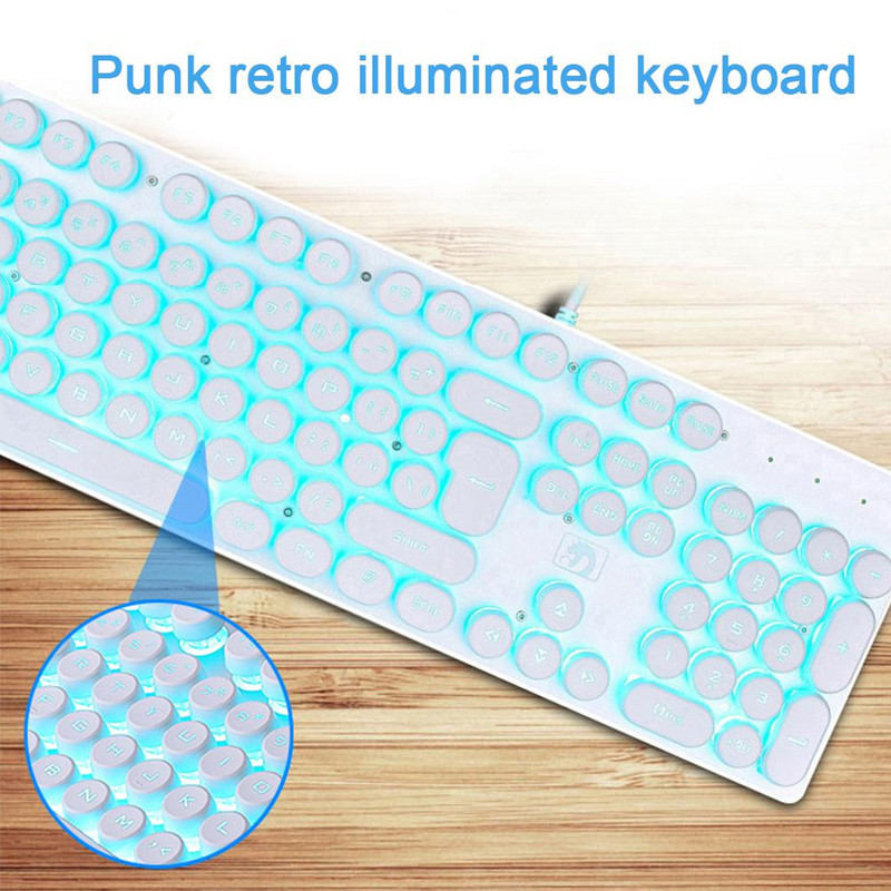 RYRA USB žičana igračka mehanička tipkovnica Retro punk LED RGB pozadinsko osvjetljenje, aluminijsko postolje, puna tipkovnica sa 104 tipke za igrače prijenosnih računala