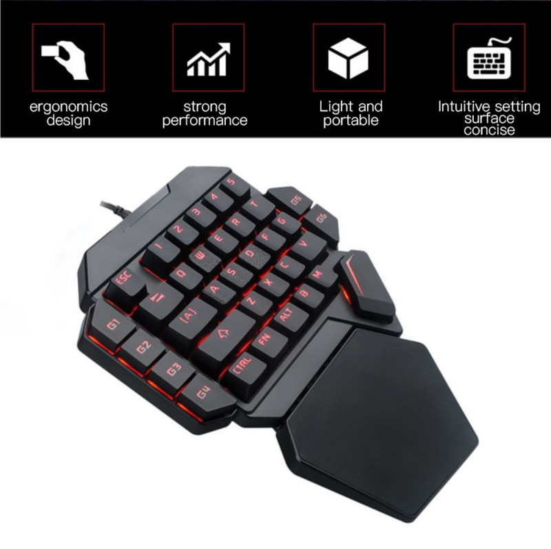 RYRA Jednoručna ergonomska mehanička tipkovnica za igranje 35 tipki USB žična RGB pozadinsko osvjetljenje Prijenosna mini tipkovnica za igre za PC PS4 Pubg igre