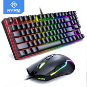 RYRA Blue Axis Game Keyboard Gaming Mehanička tipkovnica i komplet miša RGB pozadinsko osvjetljenje Žičana e-sport računalna tipkovnica za prijenosno računalo