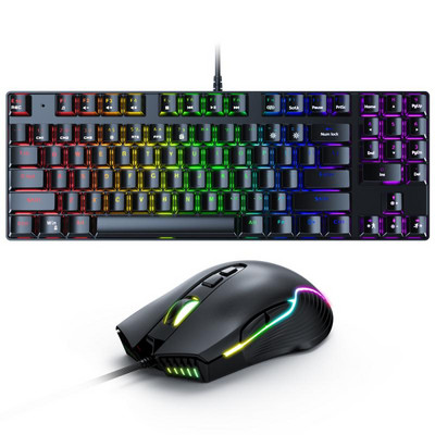 RYRA Blue Axis Game Keyboard Gaming Mehanička tipkovnica i komplet miša RGB pozadinsko osvjetljenje Žičana e-sport računalna tipkovnica za prijenosno računalo