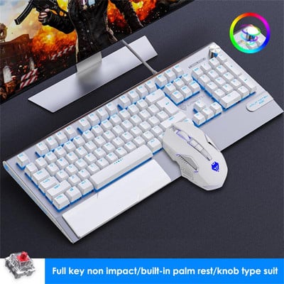 RYRA vadu tastatūra spēļu tastatūra un pele Gamer komplekts RGB aizmugurgaismojuma USB vadu datora tastatūra 104 taustiņu vāciņi biroja datora klēpjdatoram