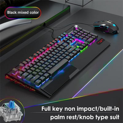 RYRA vadu tastatūra spēļu tastatūra un pele Gamer komplekts RGB aizmugurgaismojuma USB vadu datora tastatūra 104 taustiņu vāciņi biroja datora klēpjdatoram