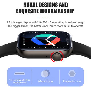 За Xiaomi Android IOS 1,81 инча Bluetooth Call Smartwatch Men Support 120 Sports 2022 New Women Rotary keys Smart Watch +Box