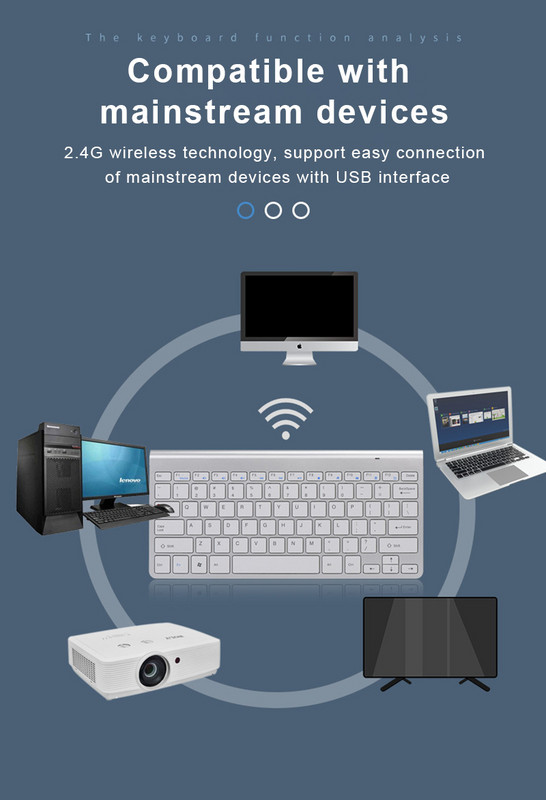 RYRA 2.4G mini bezdrôtová klávesnica a myš sada ultra tenká tichá prenosná vodotesná klávesnica a myš sada pre Mac Apple PC počítač