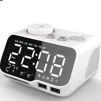 EXRIZU M9 Glazba Bluetooth zvučnik Snooze Digitalni FM radio Stolni alarm 1A+2A Sat USB Punjač TF Player za iPhone Android