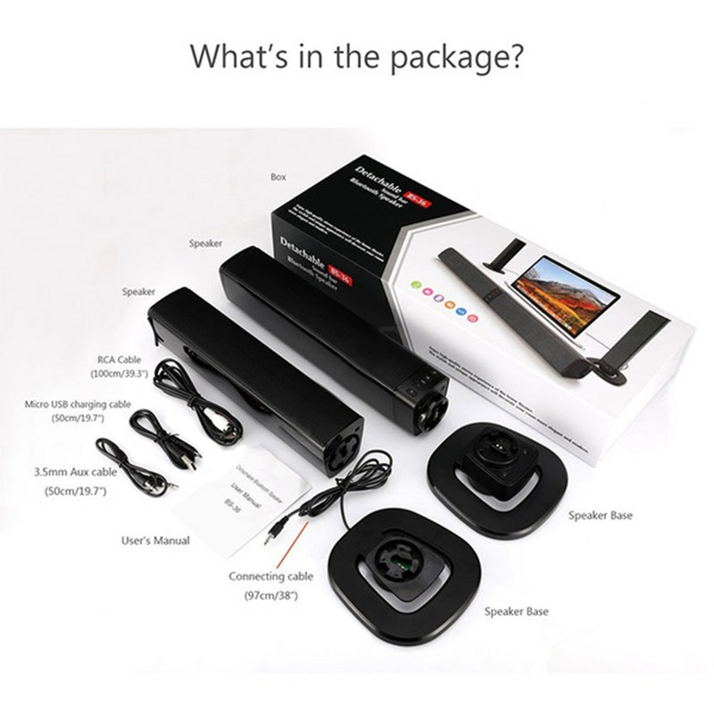 Bluetoothi eemaldatav kõlar Juhtmega ja traadita 20 W heliriba sisseehitatud subwooferiga kodukino teler Stereo 3D ruumiline heli