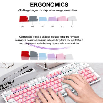 E-YOOSO 104 Key PBT механични клавиатурни капачки за клавиши за стил Cherry MX Включително ключодържател Английски американски клавишни капачки