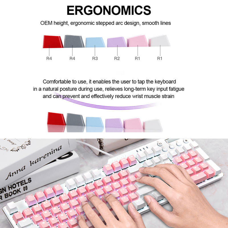 E-YOOSO 104 Πλήκτρα PBT μηχανικά καλύμματα πλήκτρων πληκτρολογίου για στυλ Cherry MX Συμπεριλαμβανομένων πλήκτρων αγγλικών πλήκτρων ΗΠΑ