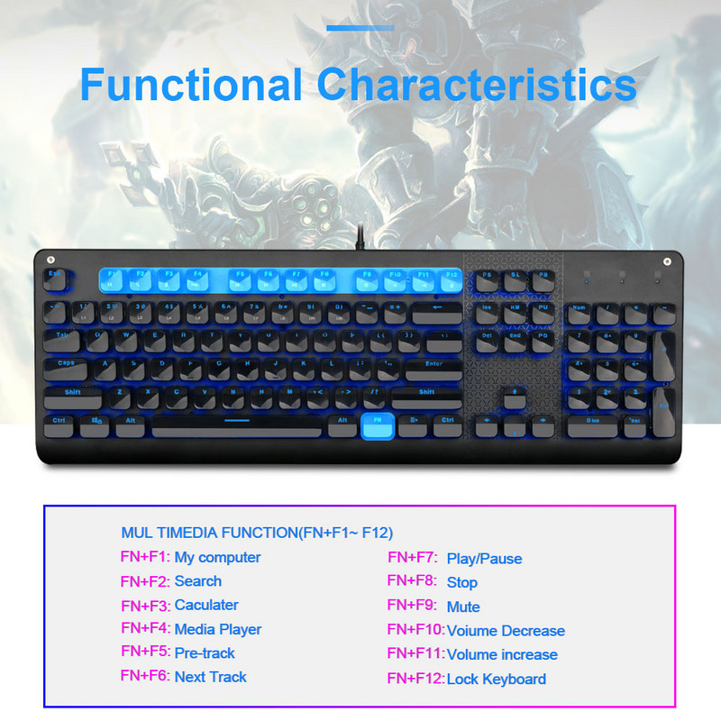 E-YOOSO K600 crytal keycap USB mehanička gaming tipkovnica plavi prekidač 104 tipke s pozadinskim osvjetljenjem za igrače za računalo PC Russian us