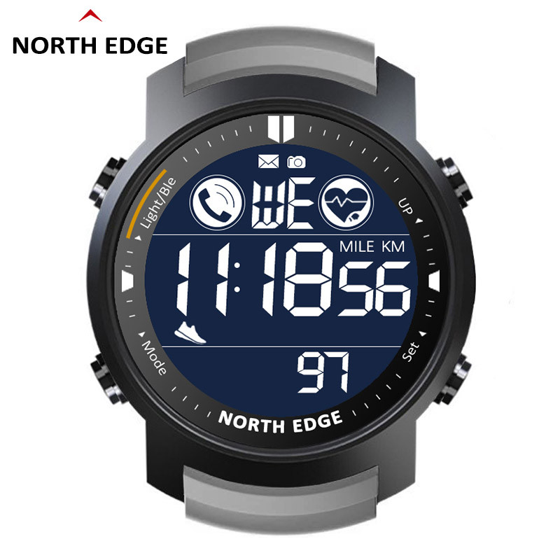 NORTH EDGE Ceas inteligent pentru bărbați Monitor de ritm cardiac Impermeabil 50M Înot Alergare Sport Pedometru Cronometru Ceas inteligent Android IOS