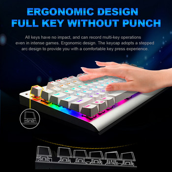 E-YOOSO Z77 Rainbow USB механична клавиатура за игри, син превключвател, светодиодна подсветка, 87 клавиша, кабелен компютър, компютър, лаптоп, игра руски нас