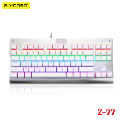 E-YOOSO Z77 Rainbow USB mehaaniline mänguklaviatuur Sinine lüliti LED taustvalgustusega 87 klahvi Juhtmega PC Arvuti sülearvuti mäng Vene us