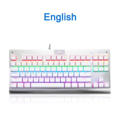 E-YOOSO Z77 Rainbow USB Mehanička tipkovnica za igranje Plavi prekidač Led pozadinsko osvjetljenje 87 tipki Žičano računalo Računalo prijenosno igra Ruski nas