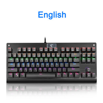 E-YOOSO Z77 Rainbow USB Mehanička tipkovnica za igranje Plavi prekidač Led pozadinsko osvjetljenje 87 tipki Žičano računalo Računalo prijenosno igra Ruski nas