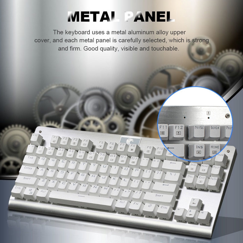 E-YOOSO Z77 Rainbow USB Mehanička tipkovnica za igranje Plavi prekidač Led pozadinsko osvjetljenje 87 tipki Žičano računalo Računalo prijenosno igra Ruski nas