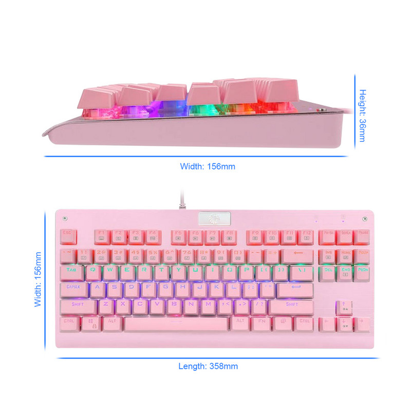 E-YOOSO Z77 Rainbow USB Mehanička tipkovnica za igranje Plavi prekidač Led pozadinsko osvjetljenje 87 tipki Žičano računalo Računalo prijenosno igra Ruski nas