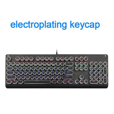 E-YOOSO K600 Rainbow apvalus galvanizuotas klaviatūros dangtelis USB mechaninė žaidimų klaviatūra mėlynas jungiklis 104 klavišų apšviestas žaidėjas kompiuteriui