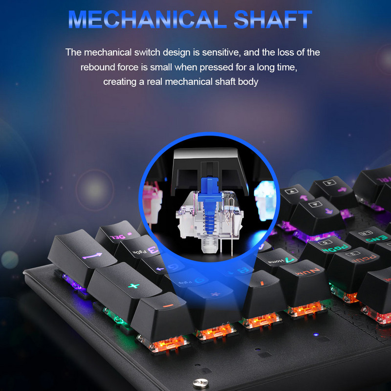 E-YOOSO K600 Rainbow apvalus galvanizuotas klaviatūros dangtelis USB mechaninė žaidimų klaviatūra mėlynas jungiklis 104 klavišų apšviestas žaidėjas kompiuteriui
