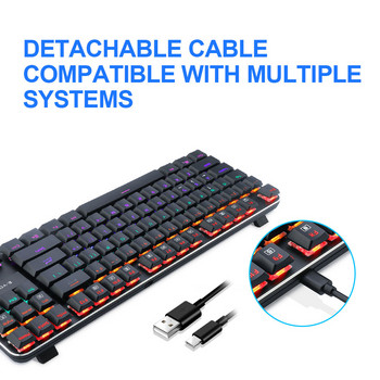 E-YOOSO K630 Rainbow USB механична клавиатура за игри, син превключвател, светодиодна подсветка, 87 клавиша, кабелен компютър, компютър, лаптоп, игра руски нас