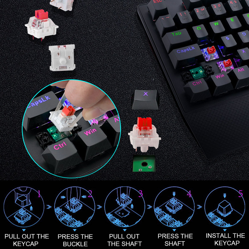 E-YOOSO K-662 Rainbow USB mehanička gaming tipkovnica sa 104 tipke s pozadinskim osvjetljenjem za igre za računalo PC ruske američke tipke