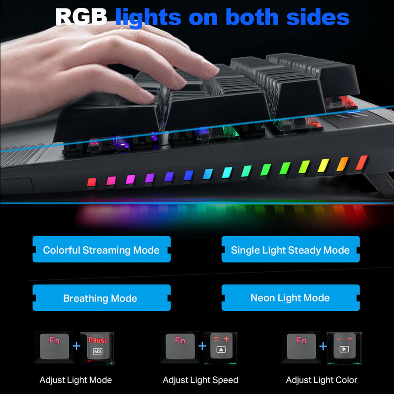 E-YOOSO K-662 Rainbow USB mehanička gaming tipkovnica sa 104 tipke s pozadinskim osvjetljenjem za igre za računalo PC ruske američke tipke