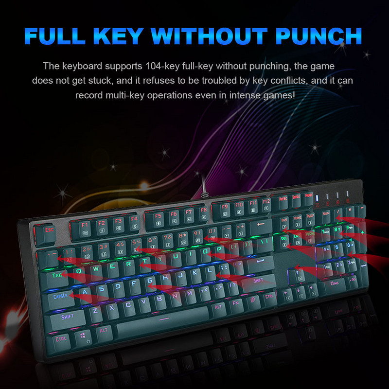 E-YOOSO X-8100 Rainbow USB mechanikus játékbillentyűzet kék kapcsoló 104 gombos háttérvilágítású gamer számítógépes PC-hez