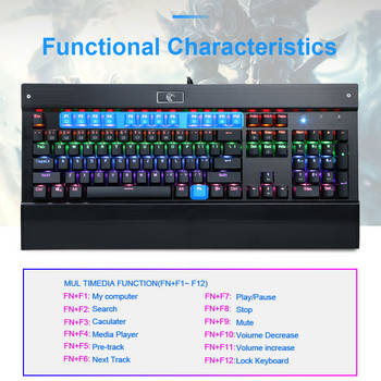 E-YOOSO Z77 FALCON USB механична геймърска клавиатура Rainbow Blue Switch 104 клавиша с подсветка за геймъри за компютър PC Russian us