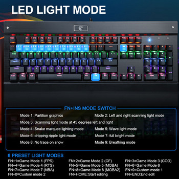 E-YOOSO Z77 FALCON USB механична геймърска клавиатура Rainbow Blue Switch 104 клавиша с подсветка за геймъри за компютър PC Russian us