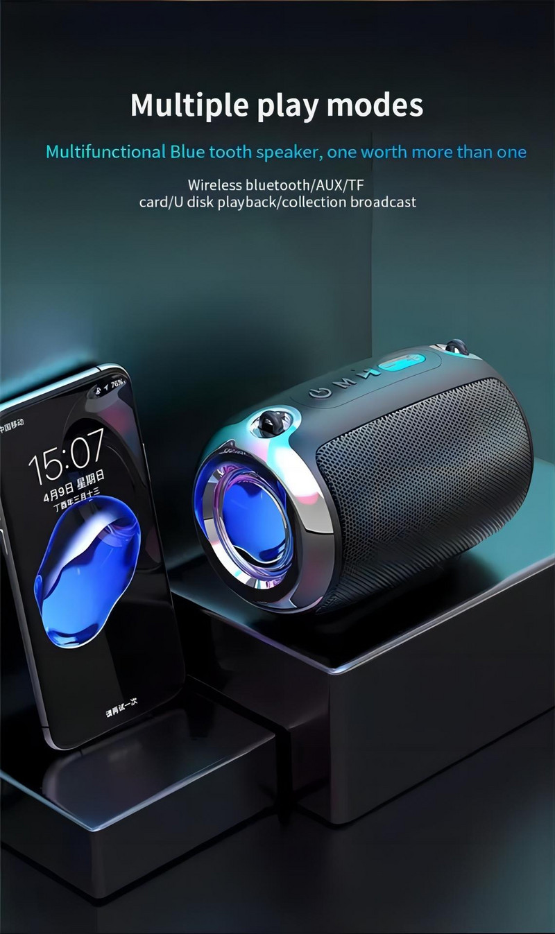 Ισχυρό Bluetooth Speaker Box Εξωτερικό φορητό TWS 3D Stereo με AUX USB TF Wireless Mini For Car Party Music Player Ήχος Νέο