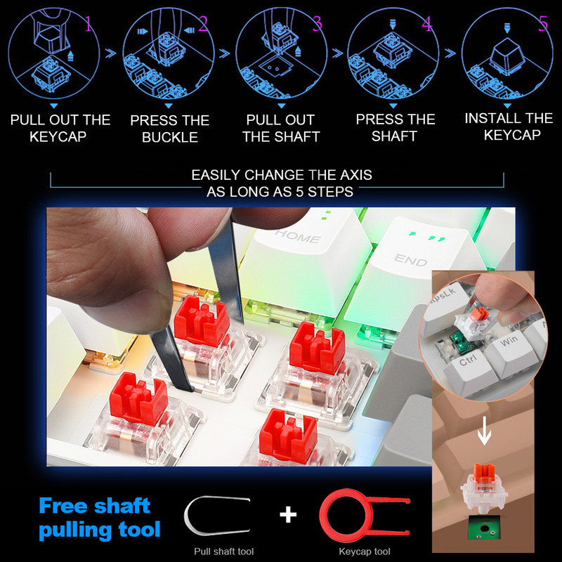 E-YOOSO Z11 RGB USB 60% mini mechanikus játékbillentyűzet kék piros kapcsoló 61 gombos vezetékes levehető kábel, hordozható utazási PC-hez