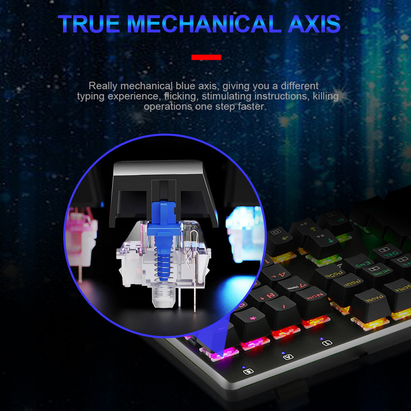 E-YOOSO Z-88 RGB FALCON USB mehanička gaming tipkovnica plavi prekidač 104 tipke s pozadinskim osvjetljenjem za igrače za računala PC ruske us tipke