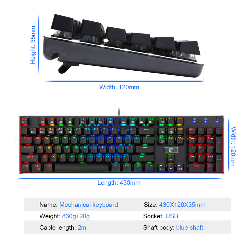 E-YOOSO Z-88 RGB FALCON USB mehanička gaming tipkovnica plavi prekidač 104 tipke s pozadinskim osvjetljenjem za igrače za računala PC ruske us tipke