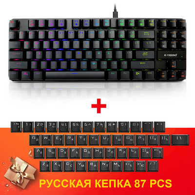E-YOOSO K630 RGB USB Mehanička Gaming Tipkovnica Plavi prekidač Led pozadinsko osvjetljenje 87 tipki Žičano PC Računalo Laptop Igra Russian us