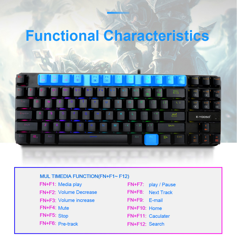 Badu.bg E-YOOSO K630 RGB USB механична клавиатура за игри, син ...