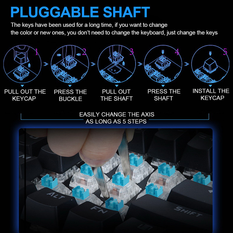 E-YOOSO K630 RGB USB Mehanička Gaming Tipkovnica Plavi prekidač Led pozadinsko osvjetljenje 87 tipki Žičano PC Računalo Laptop Igra Russian us