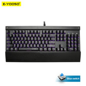 E-YOOSO X-7100 FALCON Tastatură mecanică pentru jocuri USB Comutator albastru 104 taste Gamer cu iluminare din spate pentru computer PC Rusă noi