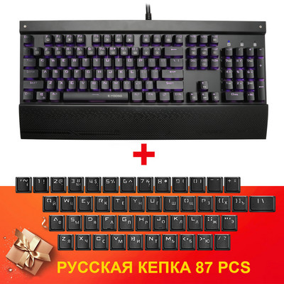 E-YOOSO X-7100 FALCON Tastatură mecanică pentru jocuri USB Comutator albastru 104 taste Gamer cu iluminare din spate pentru computer PC Rusă noi