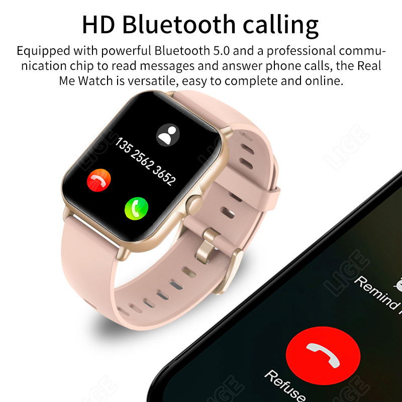 LIGE Bluetooth Call Smart Watch Women 1,69" Πλήρης οθόνη αφής Έξυπνο ρολόι χειρός Ρολόγια ελέγχου μουσικής Fitness Tracker Smartwatch