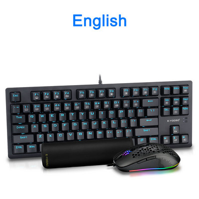 E-YOOSO Z-737 USB Gaming Mehanička tipkovnica Kombinacije podloge za miša 87 tipki 8000 DPI 5 tipki Set miševa Žičana računalna PC igra