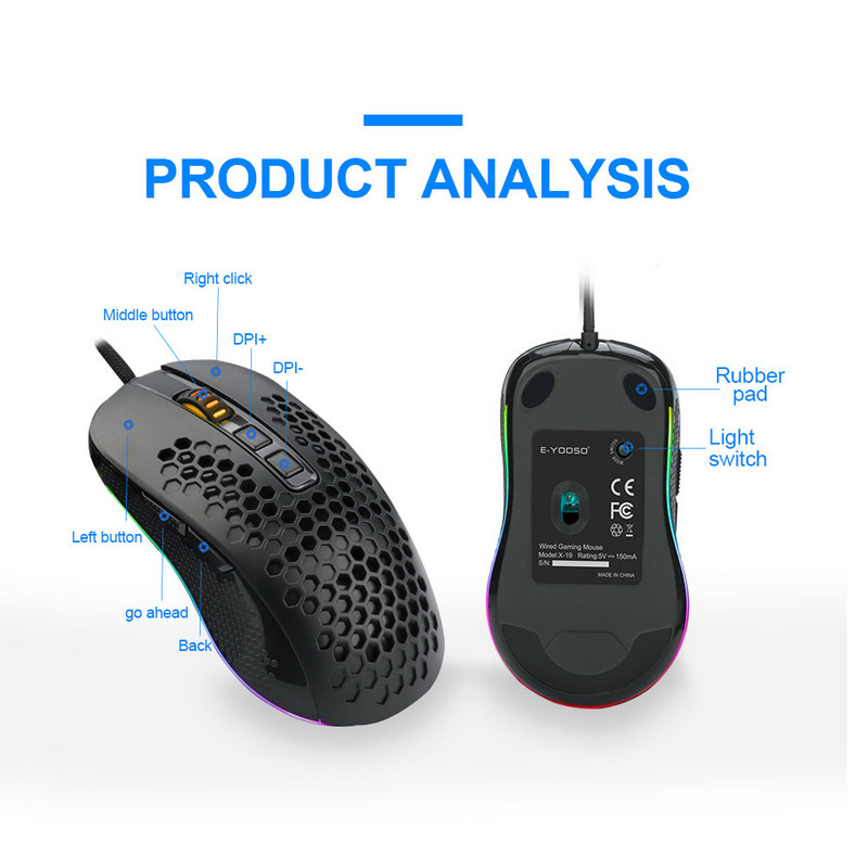 E-YOOSO Z-737 USB Gaming Mehanička tipkovnica Kombinacije podloge za miša 87 tipki 8000 DPI 5 tipki Set miševa Žičana računalna PC igra