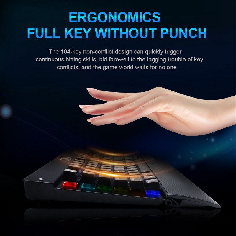 E-YOOSO Z-77 RGB USB mehanička gaming tipkovnica plavi prekidač 104 tipke s pozadinskim osvjetljenjem gamer za računalo PC ruske us tipke
