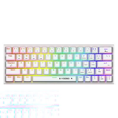 E-YOOSO Z11 RGB USB tugi Bluetoothi juhtmevaba USB 2.4G 3 režiimiga mehaaniline mänguklaviatuur Punane sinine lüliti 63 klahvi arvutiarvuti jaoks