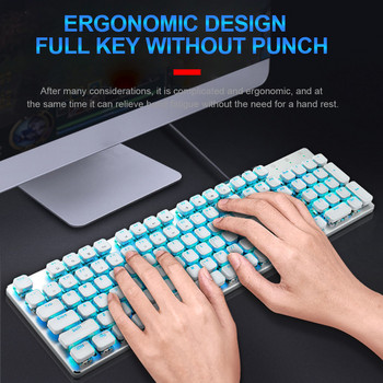 E-YOOSO OA2 USB механична геймърска клавиатура син превключвател със 104 клавиша с подсветка за геймър за компютър PC