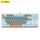 E-YOOSO K620 Tastatură mecanică pentru jocuri USB Comutator albastru 87 taste Gamer iluminat din spate pentru computer, laptop, PC
